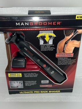 MANGROOMER Ultimate Pro Shaver 2 Shock Absorber Flex Heads Extreme Reach New